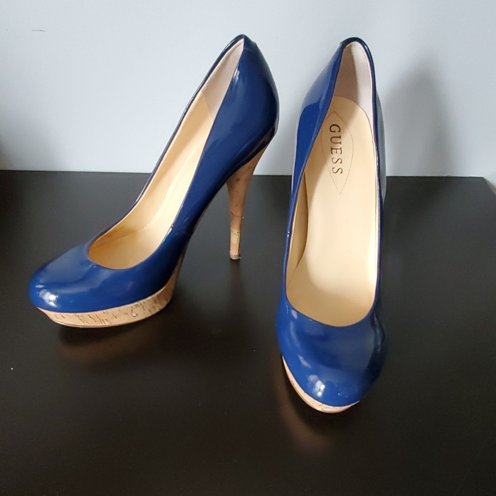 Dark blue Cork Bottom Guess Pumps